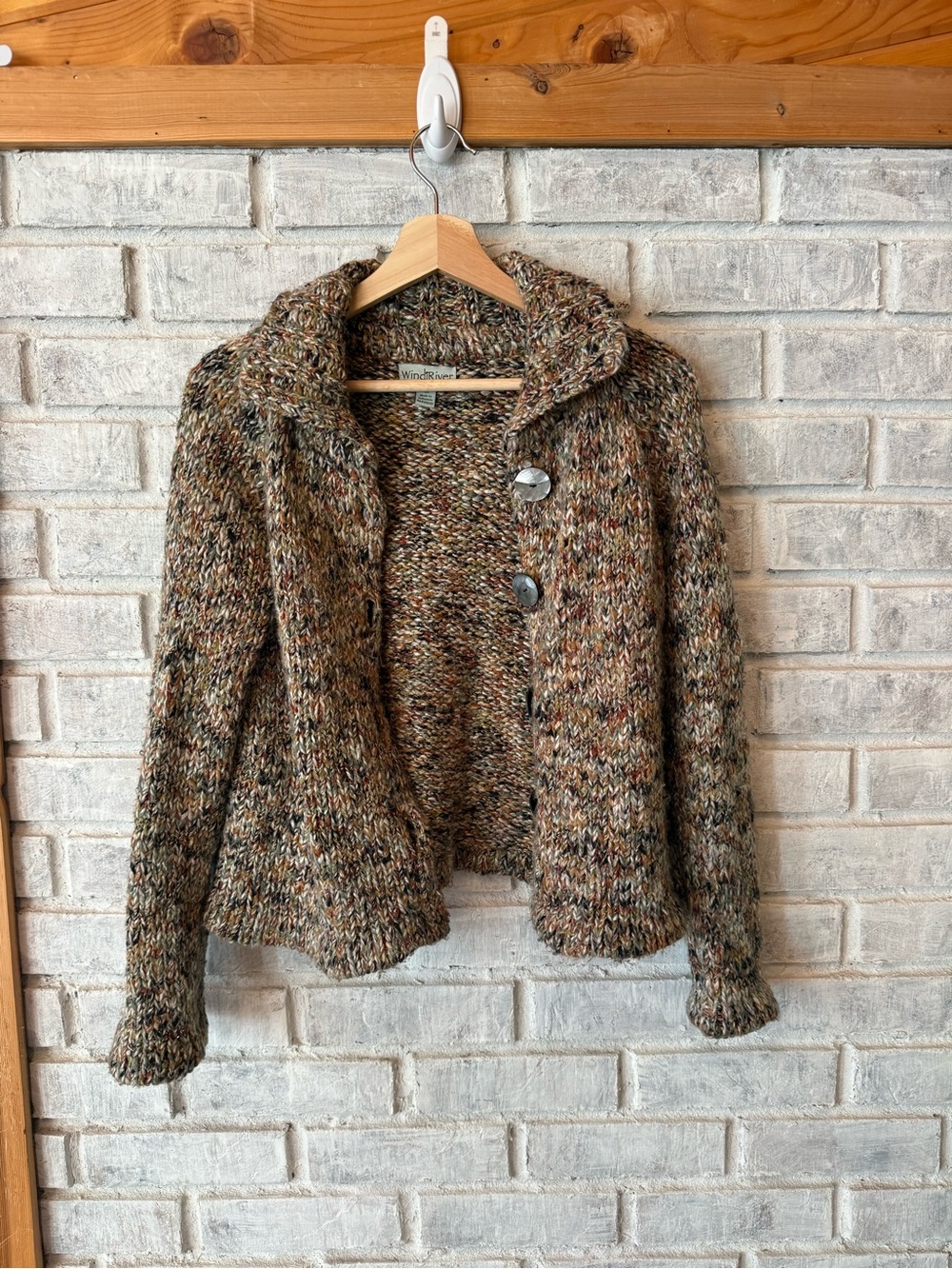 Vintage Multicolor Brown Tweed Chunky Knit Cardigan